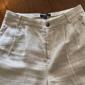 Banana Republic Neutral Beige Linen-Blend Trousers